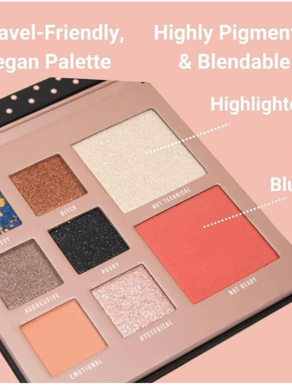 Bossy Vegan Pressed Powder 8-Item Eyeshadow, Blush & Highlighter Palette